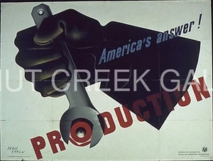WWII Poster, "America's answer! PRODUCTION" Art Print on 11x14" 22711 - Picture 1 of 1