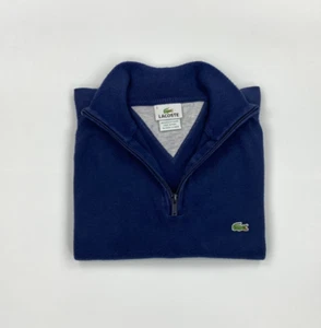 Jersey de hombre azul marino Lacoste 1/4 cremallera talla 5 grande L algodón logotipo pulóver B/C - Imagen 1 de 15