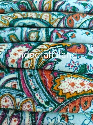 Luxury Indian Paisley Print Soft Velvet Fabric Upholstery Dressmaking Sewing Art - Image 1 of 4