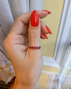 Round Cut 0.50 Ct Natural Ruby Gemstone Wedding Ring Solid 14K Yellow Gold 5 6 7 - Picture 1 of 7