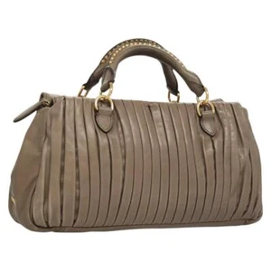 Auténtico bolso de mano Miu Miu reunido cuero gris dorado 122197 - Imagen 1 de 23
