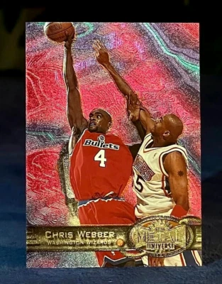 Chris Webber 1997-98 Skybox Metal Universe FOIL #92 ~ Balas, Salón de la fama Foto 1 de 2
