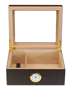 Hand Made - 25+ Cigar Humidor Humidifier Mahogany Wooden Case Box Hygrometer 66c - Picture 1 of 6