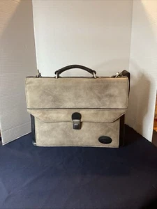 Vintage Stetson Distressed Suede Leather Handled Briefcase Document Bag - Picture 1 of 22