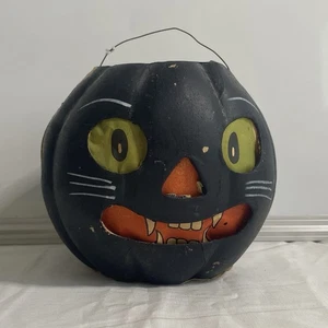 Vintage Halloween Germany Black Cat Paper Mache Candy Container RARE! - Picture 1 of 11