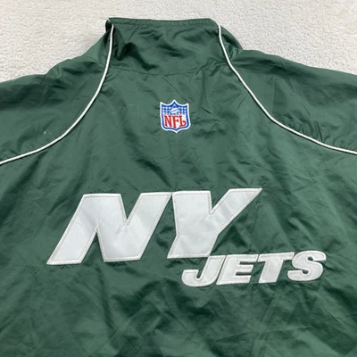 Pullover vintage Reebok New York Jets cortavientos para hombre XXL verde 1/4 cremallera NFL Y2K Foto 1 de 4