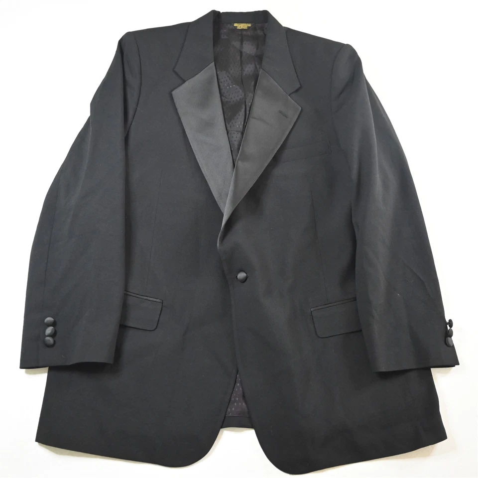 Blazer Traje Chaqueta Abrigo Deportivo De Colección Hecho en EE. UU. Bill Blass 46L Negro 100% Lana para Hombres Foto 1 de 4
