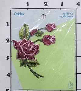 Rose Patch NIP NOS New In Package Sew On Embroidered Applique Wright's - Picture 1 of 1