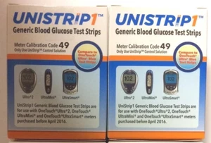 UniStrip Test Strips for Use with Onetouch Ultra Meters 100 Count Exp:10/16/2025