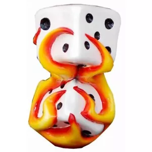 Orange Flaming Dice Shift Knob #VC-FLMDICE-ORG (1/2"-13 female threads) - Picture 1 of 3