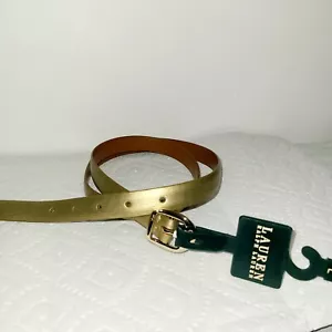 CINTURA SKINNY RALPH LAUREN PELLE ORO METALLIZZATO TAGLIA LARGE - Foto 1 di 6
