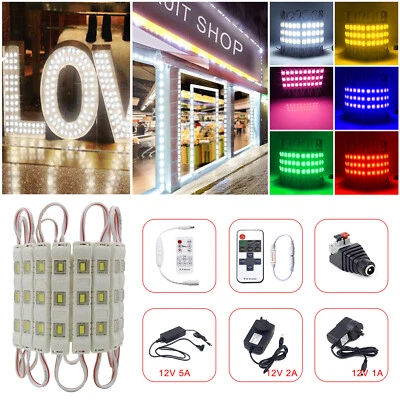 5730 SMD 3 LEDs Module Injection Light Store Front Window Sign Lamp+Remote+Power - Image 1 of 4