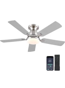 Mpayel Ceiling Fans with Lights and Remote/APP Control, 46" Brushed Nickel - Picture 1 of 6