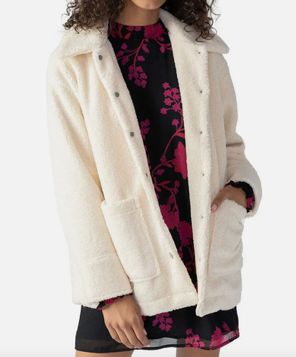 OFF WHITE NUOVO CON ETICHETTE Cappotto orsacchiotto donna finto sherpa tempo freddo bianco sporco XL