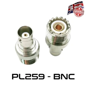 PL259 SO239 Socket Female To BNC Plug Female RF UHF Adaptor Scanner *UK Seller* - Picture 1 of 3