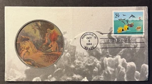 #2863 Diver & fish FDC with mermaid add-on cachet, 7.5"x4" - Picture 1 of 1