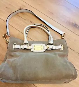 MICHAEL KORS Beige Brown Rectangular Cloth SATCHEL Bag - Picture 1 of 5