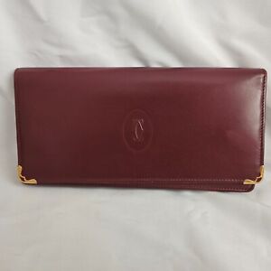Cartier Vintage long wallet in Burgundy/Wine Red Leather