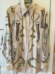 Rara camicia blusa seta modello stivale Hermes rosa donna dal Giappone taglia 38 - Foto 1 di 5