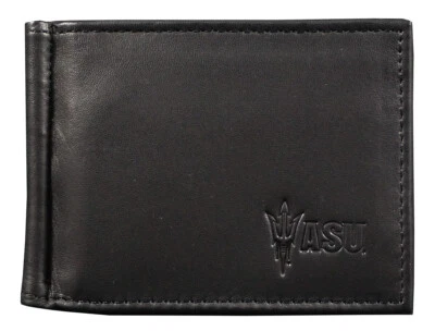 Arizona State Sun Devils  RFID Blocking Shield Black Leather Moneyclip Wallet - Image 1 of 4