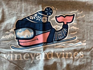 Kids 16 Large Vineyard Vines Long Sleeve Gray Shirt Winter Whale Snow Skiing - Picture 1 of 6