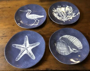 Tommy Bahama Tropical Costal Blue Melamin 4 Salatteller Vogel Muschel Seestern - Bild 1 von 7