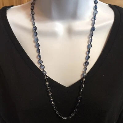 "Collar de piedra de cristal azul zafiro vibrante 26""" Foto 1 de 4