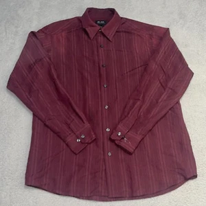 Axcess Hemd Herren Large Rot Langarm Gestreift Spitzkragen Knopfleiste - Bild 1 von 12