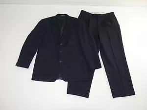 Chaps Ralph Lauren Men's Pinstripe Suit Size 41 Regular 34 x 28.5 Navy Blue Wool - Picture 1 of 12