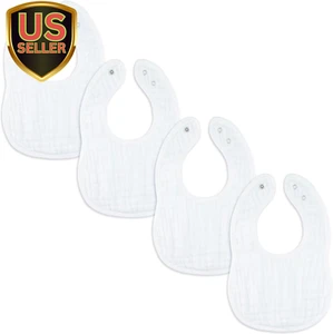 Muslin Baby Bibs, Drool Bibs, Adjustable with Easy Snaps, Teething & Drooling, A - Picture 1 of 6