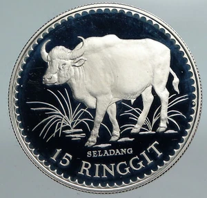Moneda Ringit Malasia King Agong VI 1976 CONSERVATION Gaur a prueba de plata 15 i90066 - Imagen 1 de 3