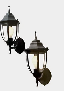 Hampton Bay 2 Pack Exterior Wall Lantern Black Finish 6.5 in W x14.1in Hx7.7in D - Picture 1 of 11