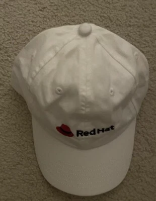 NEW Redhat Linux Baseball Cap White Red Hat Adjustable Strap Embroidered - Image 1 of 4