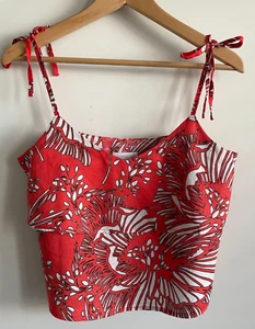 KOOKAI Tropical Linen Mona Cami with tie spaghetti straps | Size 34 or AUS 6 - Picture 1 of 9