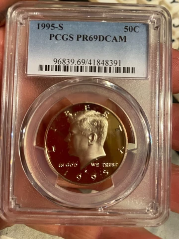 1995-S Proof Kennedy 50c Half Dollar, PCGS PR69DCAM Cover