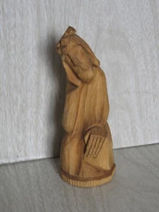 Pensive Christ Jesus Rupintojelis Lithuania Wood Carved Folk Art Figurine 5.25" - Picture 1 of 11