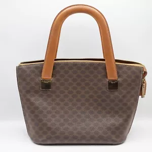 Vintage CELINE Hand Bag Leather Macadam Brown Auth from JAPAN - Picture 1 of 24