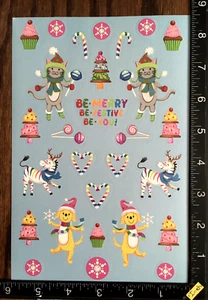 CHRISTMAS WINTER STICKERS, , CATS, RAINBOW COLORS, ONE SHEET STICKER #CANDY16 - Picture 1 of 2