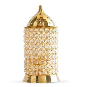 Brass Crystal Design Diya, Spiritual Item, Akhand Deepak, 26.67 cm Height - Picture 1 of 9