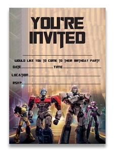 Transformers Theme Children Party Invites Kids Birthday Party Invitations - Picture 1 of 5