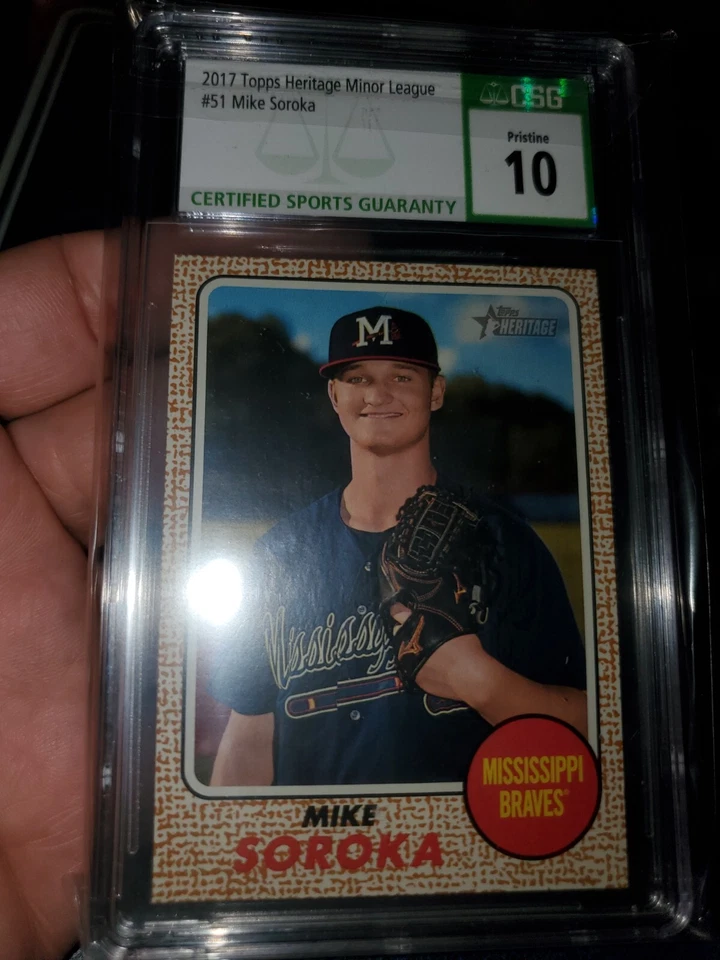 CSG 10 RARE PRISTINE 💎Mint~Mike Soroka Rookie 2017 Topps Heritage Minors Braves - Image 1 of 4