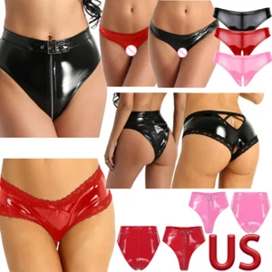 Wome Shiny Metallic Thong Rave Booty Shorts Bottoms Leather Dance Hot Pants - Picture 1 of 94