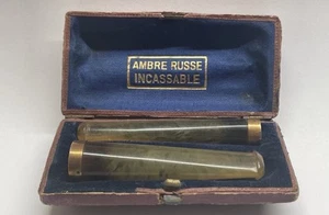Ancien Fume Cigarette En Ambre Russe Incassable / Vintage - Foto 1 di 6