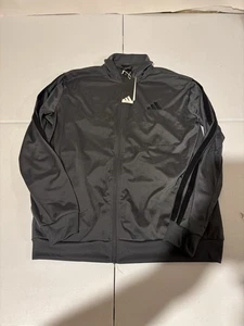 Adidas Full Zip Athletic Track Jacket Men’s Size L Polyester NWT Gray Black - Picture 1 of 8