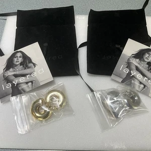 Ohrringe - SET 2 NAGELNEU GOLD & SILBERFARBEN Piercing 3/4 LOOP Ohrringe Mode - Bild 1 von 6