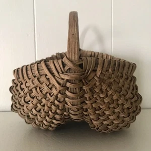 Antiker früher primitiver Mini Holzschiene Gesäß Eierkorb Patina um 1900 - Bild 1 von 19