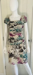 Stunning Kaliko Blue & Black Floral Dress Wedding Occasion Size 8 - Picture 1 of 9