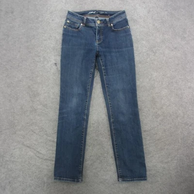 Pantalones de mezclilla INC para mujer 2 azules pierna recta calce curvilíneo elástico tiro medio informales Foto 1 de 4