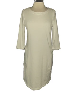 Vestido recto SUSAN GRAVER talla S blanco felpa francesa manga 3/4 Foto 1 de 4