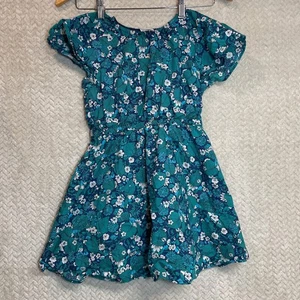 Crewcuts Girls Green Floral Printed Cotton Poplin Dress Size 7 - Picture 1 of 8